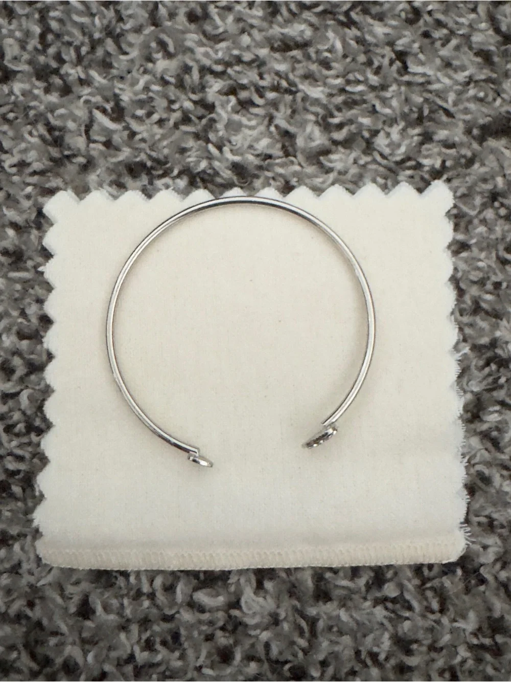 Delicate Silver Open Cuff Bracelet with Crystal Heart Accent